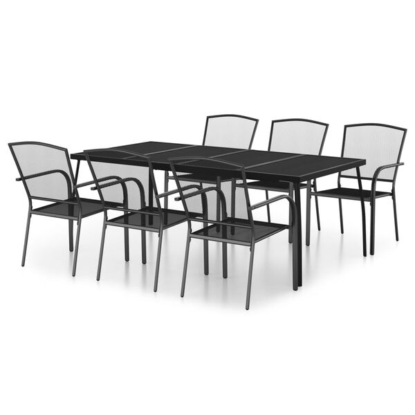 vidaXL Juego de comedor de jard&iacute;n 7 piezas acero gris antracita