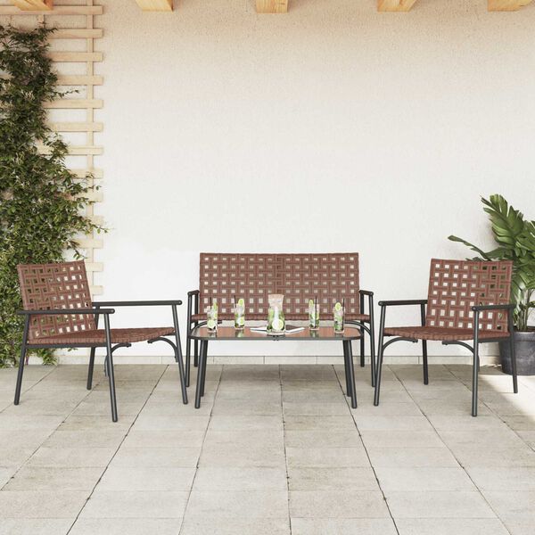 vidaXL Conjunto de Comedor de Jardín 4 pcs Marrón ratán sintético