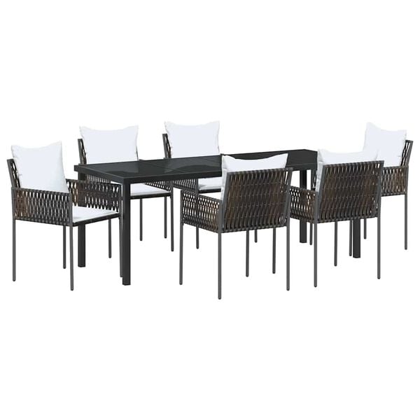 vidaXL Conjunto de Comedor de Jard&iacute;n 7 pcs Marr&oacute;n y Negro