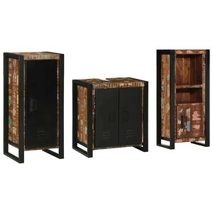 vidaXL Juego de muebles de ba&ntilde;o 3 uds. Multicolor y negro
