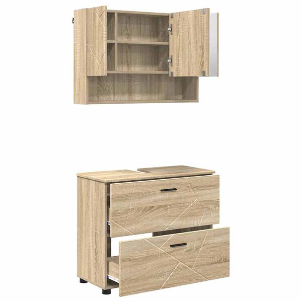 vidaXL Juego de muebles de ba&ntilde;o con caj&oacute;n 2 pcs Roble Sonoma
