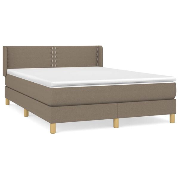 vidaXL Cama box spring con colch&oacute;n tela gris taupe 140x190 cm