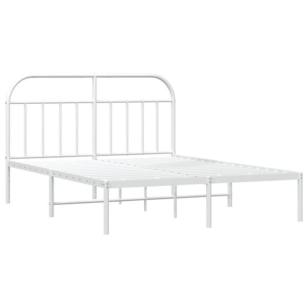 vidaXL Estructura cama sin colch&oacute;n con cabecero metal blanco 140x190cm