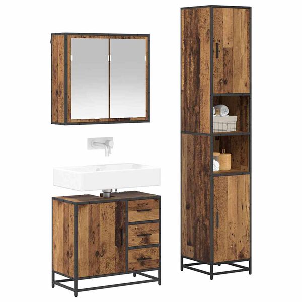 vidaXL Juego de muebles de baño 3 pcs Madera vieja 65 x 33 x 60 cm