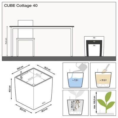 LECHUZA Macetero CUBE Cottage 40 ALL-IN-ONE blanco