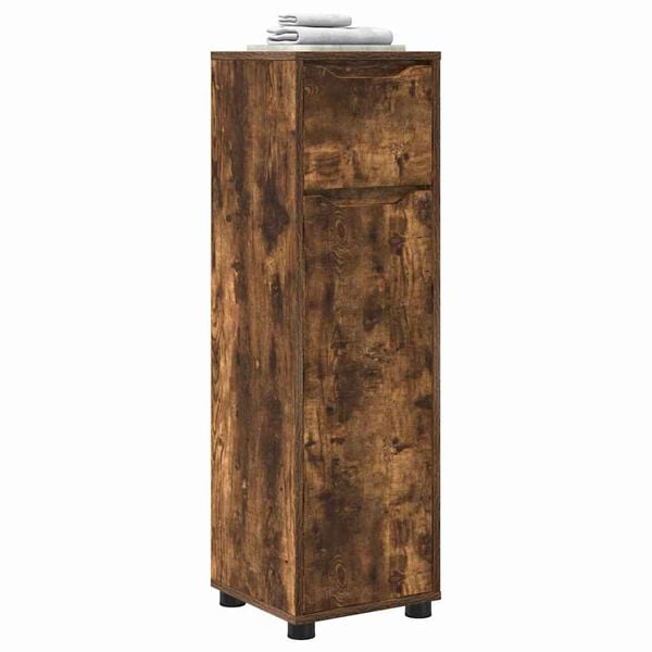 vidaXL Gabinete de Ba&ntilde;o con caj&oacute;n Roble ahumado 30,5 x 30 x 101 cm