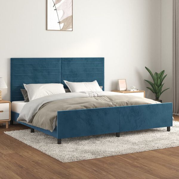 vidaXL Estructura cama sin colch&oacute;n terciopelo azul oscuro 200x200 cm