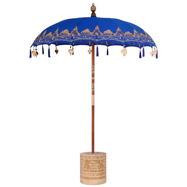 vidaXL Parasol Balin&eacute;s 260 Azul 180-190 cm Algod&oacute;n y madera maciza