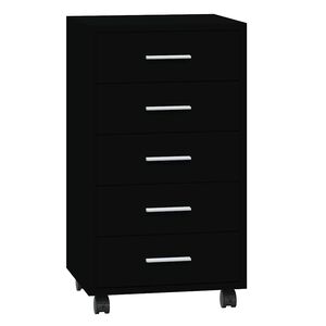 vidaXL Cajonera con ruedas madera contrachapada negro