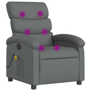 vidaXL Sill&oacute;n de masaje reclinable de tela gris oscuro