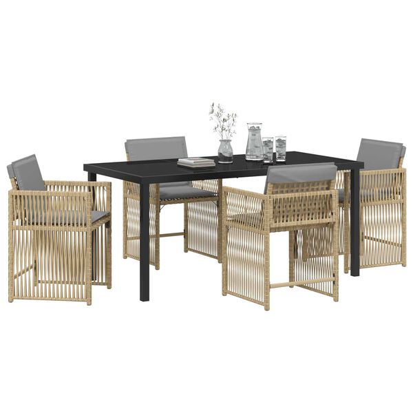 vidaXL Conjunto de Comedor de Jard&iacute;n 5 pcs Beige rat&aacute;n sint&eacute;tico