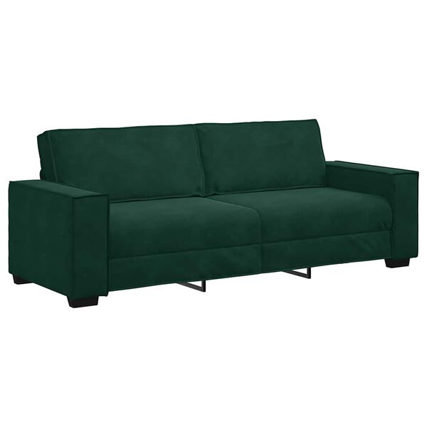 vidaXL Sof&aacute; de 3 plazas terciopelo verde oscuro 220x78x84 cm