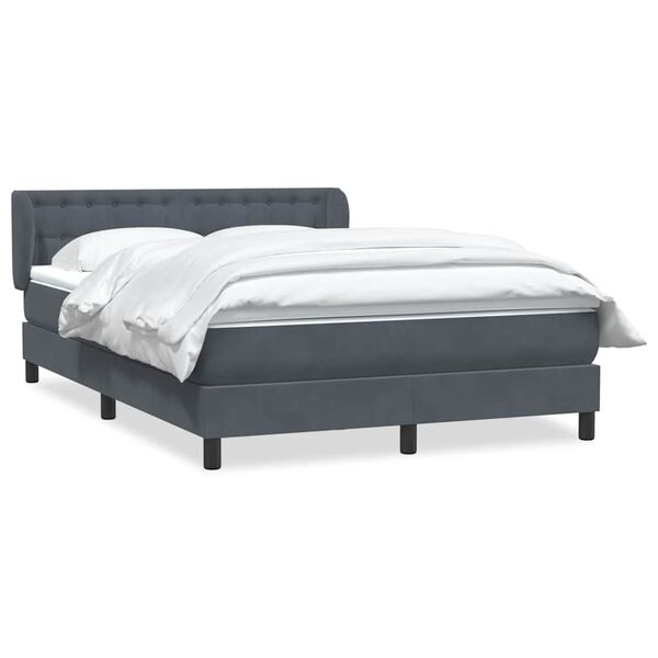 vidaXL Cama box spring con colch&oacute;n terciopelo gris oscuro 140x210 cm