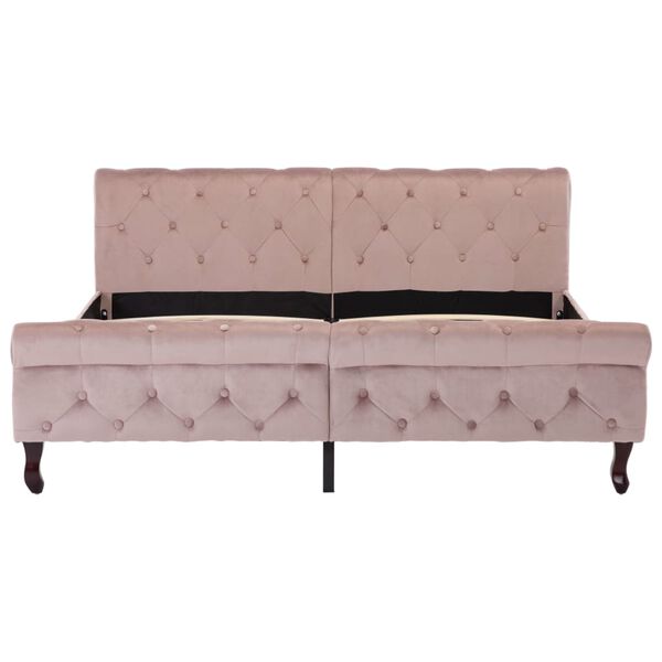 vidaXL Estructura de cama sin colchón terciopelo rosa 160x200 cm