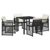 vidaXL Conjunto de Comedor de Jardín 5 pcs Negro ratán sintético