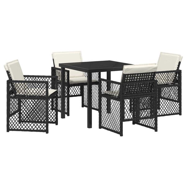 vidaXL Conjunto de Comedor de Jardín 5 pcs Negro ratán sintético