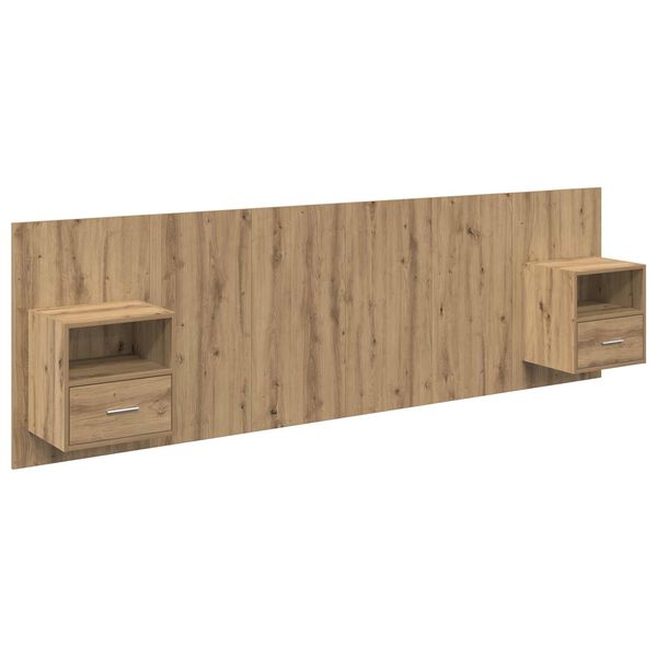 vidaXL Cabecero con Mueble 3 pcs Roble artesanal Madera de ingenier&iacute;a