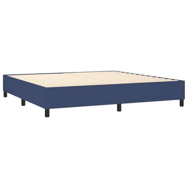 vidaXL Cama box spring con colch&oacute;n tela azul 200x200 cm