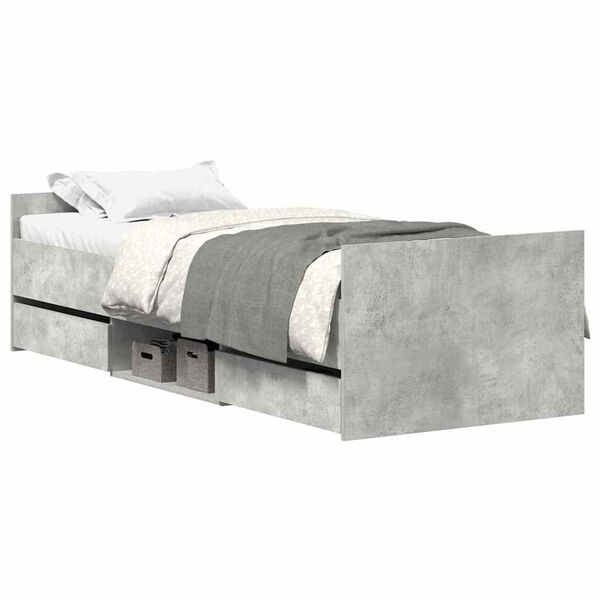 vidaXL Estructura de cama con cabecero piecero gris hormig&oacute;n 100x200cm
