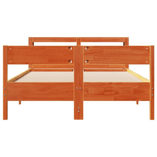 vidaXL Cama sin colch&oacute;n madera maciza de pino marr&oacute;n cera 160x200 cm