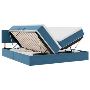vidaXL Cama con almacenamiento con colch&oacute;n Azul Oscuro 100 x 200 cm
