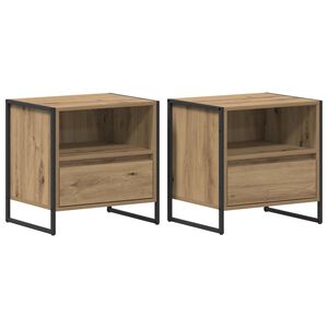 vidaXL Mesa de Noche 2 uds. Roble artisan 50 x 39,5 x 50 cm