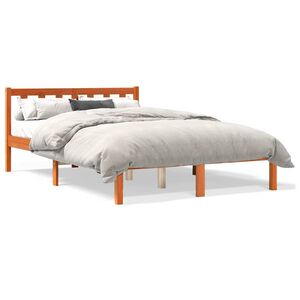 vidaXL Cama sin colch&oacute;n madera maciza de pino marr&oacute;n cera 120x200 cm