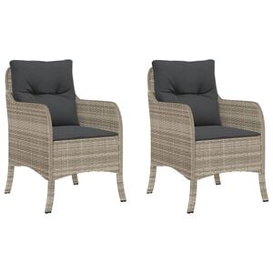 vidaXL Sillones de jard&iacute;n con cojines 2 uds rat&aacute;n sint&eacute;tico gris