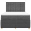 vidaXL Cama box spring con colch&oacute;n tela gris oscuro 160x200 cm