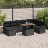 vidaXL Conjunto de sof&aacute; de jard&iacute;n con coj&iacute;n 9 pcs Negro Polirat&aacute;n