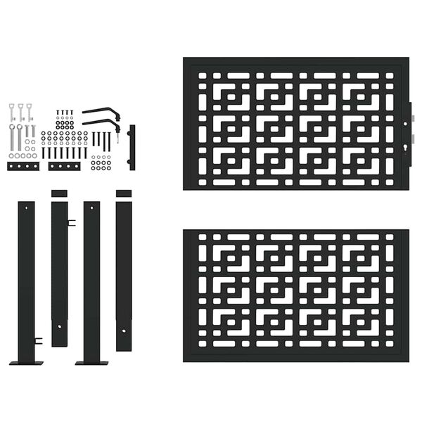 vidaXL Puerta de jard&iacute;n negra 100x100 cm dise&ntilde;o de cruz de acero