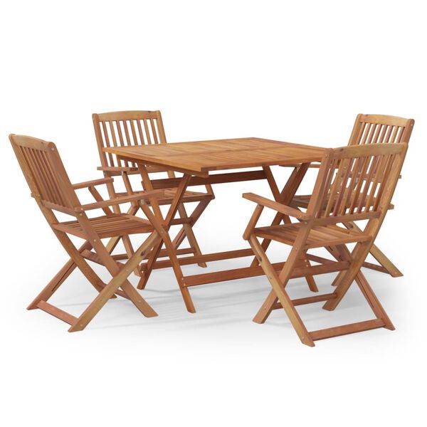 vidaXL Juego de comedor de jard&iacute;n 5 piezas madera maciza de acacia