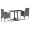 vidaXL Juego de comedor para jard&iacute;n 3 piezas gris