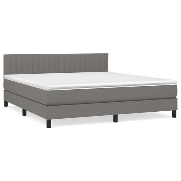 vidaXL Cama box spring con colch&oacute;n tela gris oscuro 160x200 cm
