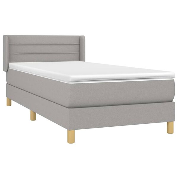 vidaXL Cama box spring con colch&oacute;n tela gris claro 90x200 cm
