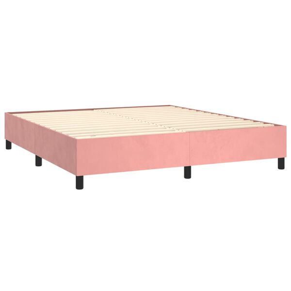 vidaXL Cama box spring con colch&oacute;n terciopelo rosa 180x200 cm