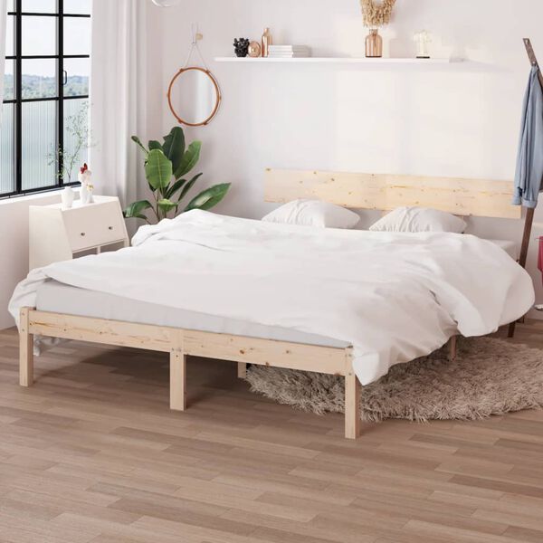 vidaXL Estructura de cama doble sin colch&oacute;n madera maciza