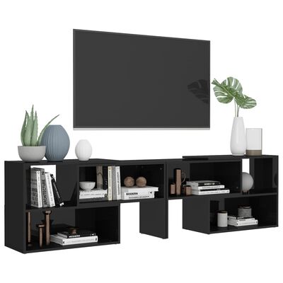 vidaXL Mueble de TV madera contrachapada negro brillante 149x30x52 cm