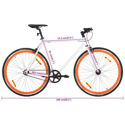 vidaXL Bicicleta de piñón fijo blanco y naranja 700c 55 cm