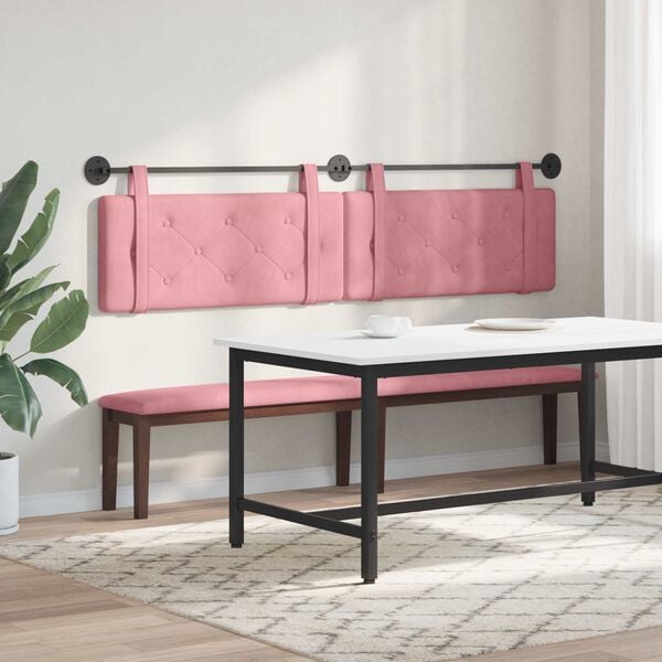 vidaXL Cabecera Colgante Rosa 210 x 55 x 5 cm Terciopelo