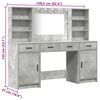 vidaXL Conjunto de mesa de vestidor con LED 3 pcs Gris Concreto