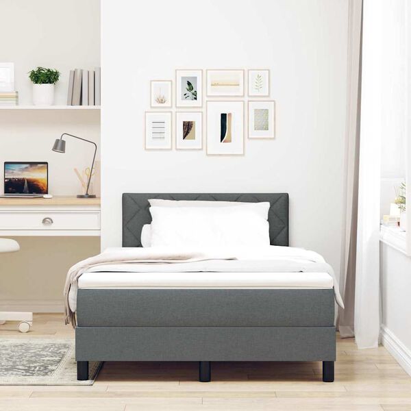 vidaXL Cama tipo Box Spring con colch&oacute;n Gris oscuro 120 x 190 cm tela