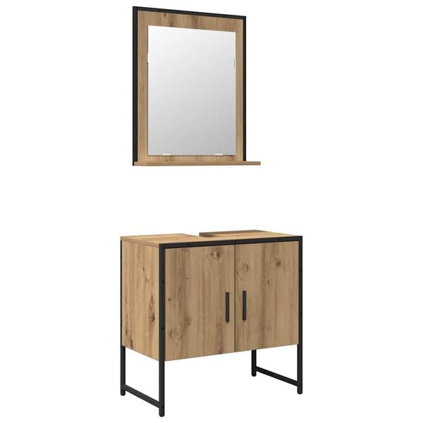 vidaXL Juego de muebles de ba&ntilde;o 2 pcs Marr&oacute;n Madera contrachapada