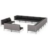 vidaXL Muebles de jard&iacute;n 13 pzas y cojines rat&aacute;n sint&eacute;tico gris oscuro