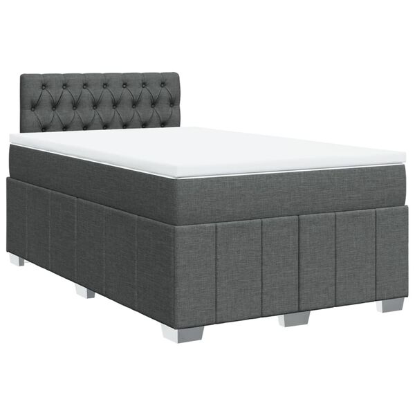 vidaXL Cama box spring con colch&oacute;n tela gris oscuro 120x200 cm