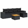 vidaXL Set de sof&aacute;s de jard&iacute;n 6 piezas y cojines rat&aacute;n sint&eacute;tico negro