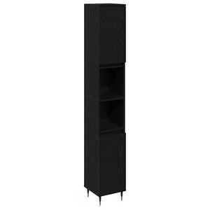 vidaXL Gabinete de Ba&ntilde;o con estante Roble Negro 30 x 30 x 190 cm