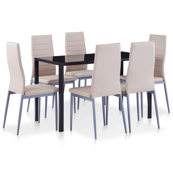 vidaXL Conjunto de mesa y sillas de comedor 7 piezas color capuchino
