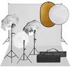 vidaXL Kit de estudio fotogr&aacute;fico con set de luces, fondo y reflector