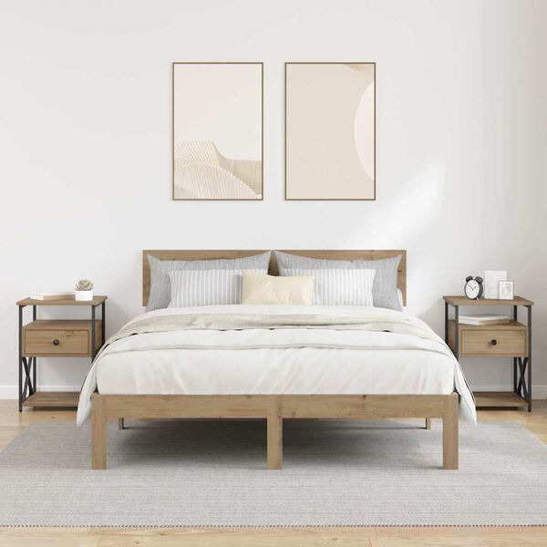 vidaXL Armario de Noche 2 pcs Roble artesanal 40 x 42 x 55 cm